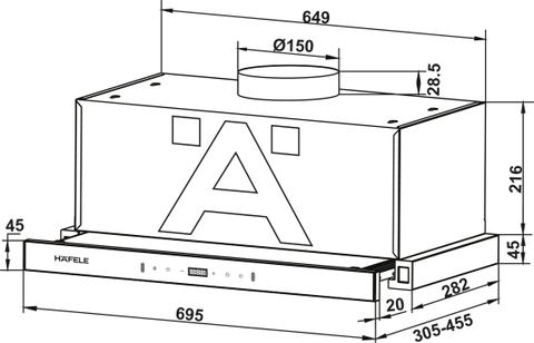 Hafele HC-H7034TB (538.86.099) - máy hút mùi âm tủ 70cm 750 m3/h | Giá đại lý