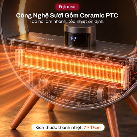 Fujihome FH02RLUX – Máy sưởi gốm để bàn 2000W ra lệnh giọng nói, giá đại lý