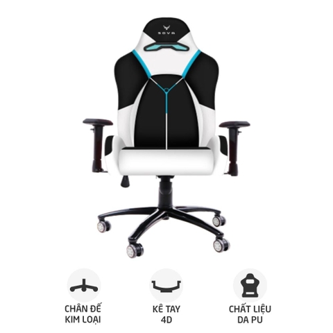 Ghế Game Centaur Sova Black White  - CE-SOVA-WHBK