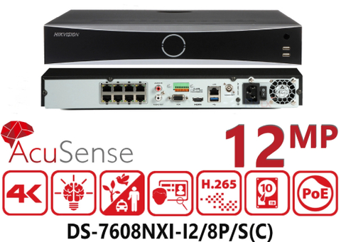 Đầu ghi hình ECO K SERIES ACUSENSE NVR 8 kênh - 2 ổ cứng DS-7608NXI-K2