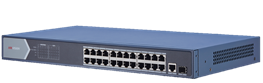 Hikvision Switch POE GIGABIT 24 cổng PoE 1000M,  1 cổng SFP độc lập 1000M , 1 cổng RJ45 1000M, Layer 2