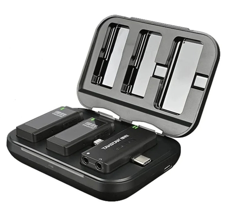 Micro không dây ghi âm, lọc tạp âm, livestream kênh kép V4 Dual Channel