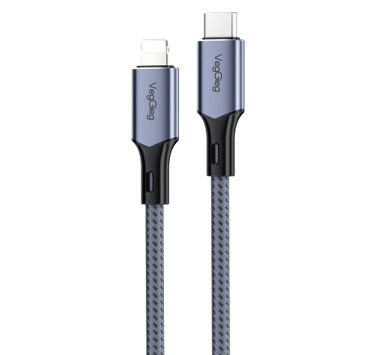 USB-C to Lightning Gray Fireproof Braided Fast Charging Data Cable - V-M002L