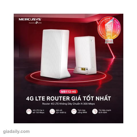 Router Wi-Fi 4G LTE Mercusys MB112-4G chuẩn N 300Mbps - Giá Đại Lý