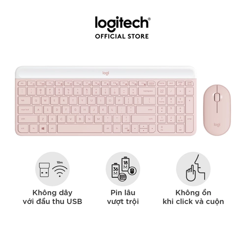 Combo chuột phím không dây Logitech MK470 (Hồng) (920-011326)
