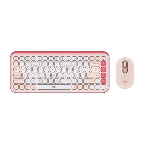 Combo Bàn Phím và Chuột Không Dây Logitech POP ICON COMBO (Hồng) (920-013123)