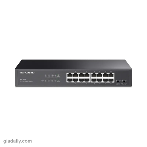 Switch 16 cổng Gigabit Mercusys MS116GS gắn rack 1U 13 inch - Giá Đại Lý
