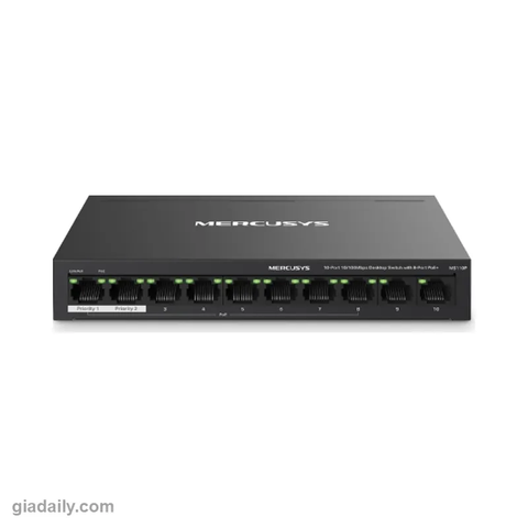 Switch PoE 10 cổng Mercusys MS110P 8 cổng PoE+ 65W - Giá Đại Lý
