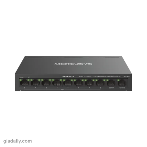 Switch PoE 10 cổng Mercusys MS110CP 8 cổng PoE+ 65W - Giá Đại Lý