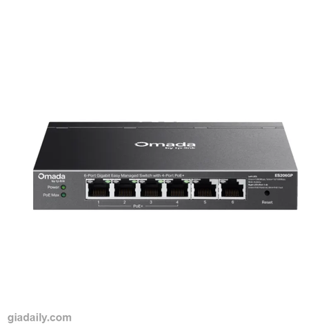 Switch PoE Omada 6 cổng Gigabit TP-Link ES206GP 4 cổng PoE+ 65W - Giá Đại Lý