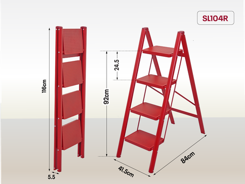 THANG GHẾ GẤP GỌN THÔNG MINH 4 BẬC FUJIHOME SL104R (RED)