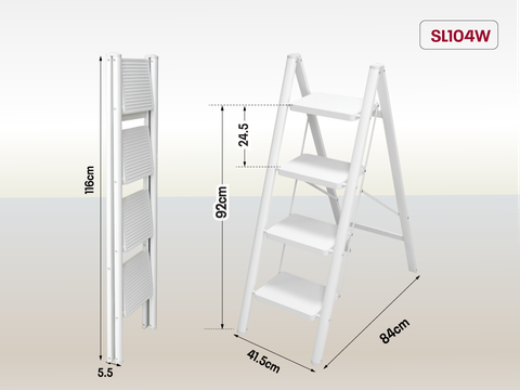 THANG GHẾ GẬP GỌN THÔNG MINH 4 BẬC FUJIHOME SL104W (WHITE)