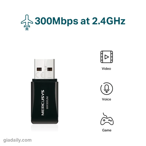 USB Wi-Fi Mercusys MW300UM chuẩn N 300Mbps mini - Giá Đại Lý