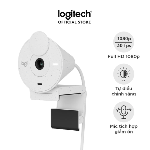 webcam máy tính logitech brio 300 graphite (Trắng) (960-001443)