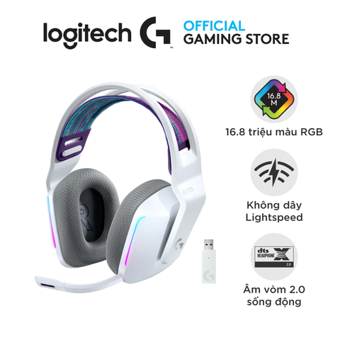 HEADSET Logitech G733 LIGHTSPEED Wireless RGB Gaming (Trắng) (981-000886)