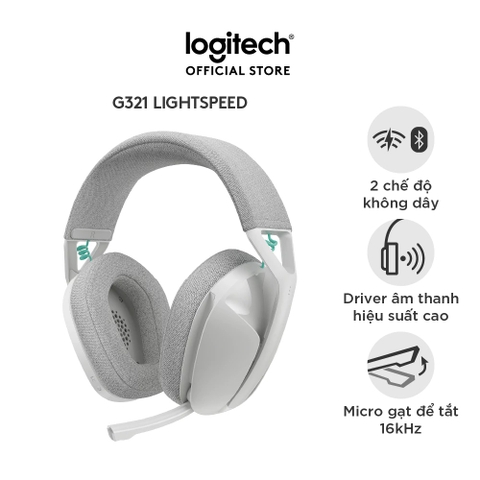 Tai nghe Gaming không dây choàng đầu Logitech G321 (Trắng) (981-001570)