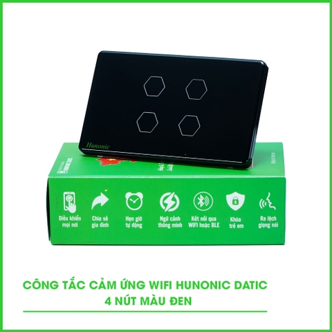 Công tắc cảm ứng WiFi Hunonic 4 Nút HCN (Đen) (HN04SCD)