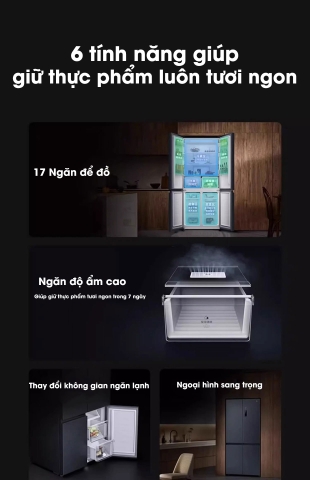 Tủ Lạnh Xiaomi Mijia 606L (Đông Mềm) - Siêu tiết kiệm điện, ngăn đông mềm rộng, khả năng khử khuẩn tới 99.99%