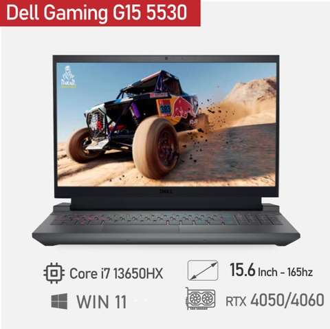 [Mới 100%] Dell Gaming G15 5530 (Core i7 13650HX, RAM 8GB, SSD 1TB, NVIDIA GeForce RTX 4050 6GB, Màn 15.6’’ FHD)