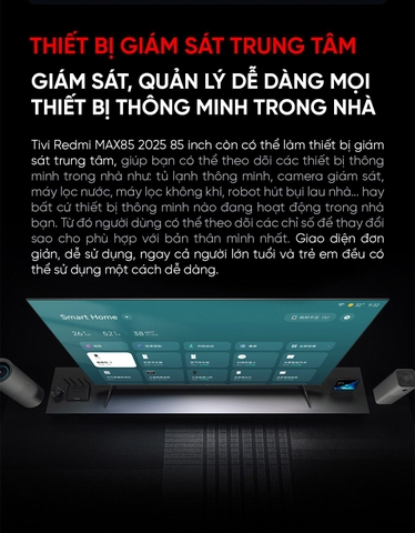 Tivi Xiaomi Redmi X85 (Max 85) 85 inch - Tiết kiệm điện, 4K, 144Hz, MEMC, Bản 2025