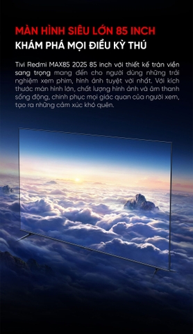 Tivi Xiaomi Redmi X85 (Max 85) 85 inch - Tiết kiệm điện, 4K, 144Hz, MEMC, Bản 2025