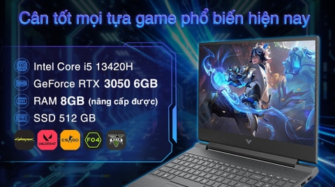 [New 100%] HP Victus Gaming 15-fa2013dx (Core i5-13420H/ Ram 8GB/ SSD 512GB/ RTX 3050/ 15,6 inch FHD 144Hz)