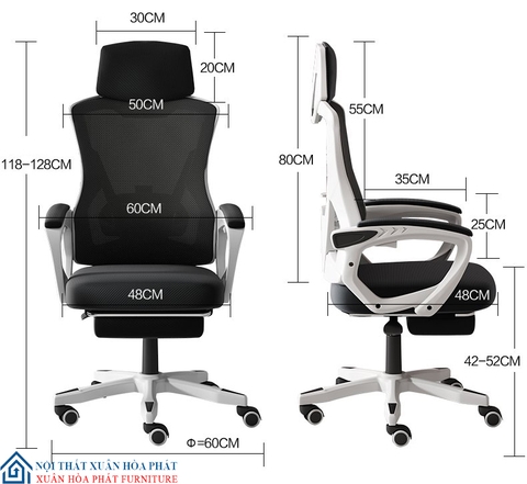 Ghế Công Thái Học Cao Cấp TMS06 Trắng