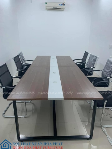 Bàn Phòng Họp Chân Sắt Đen Mặt Gỗ Công Nghiệp BHĐ_240