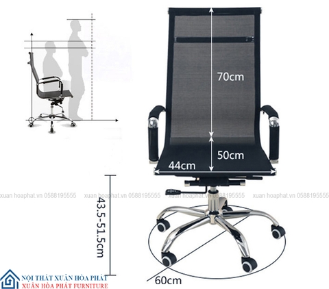 Ghế Lưng Lưới Cao Chân Xoay GX_206