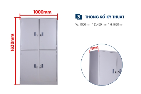 Tủ Tài Liệu, Tủ Văn Phòng 4 Cánh Sắt K4-CS