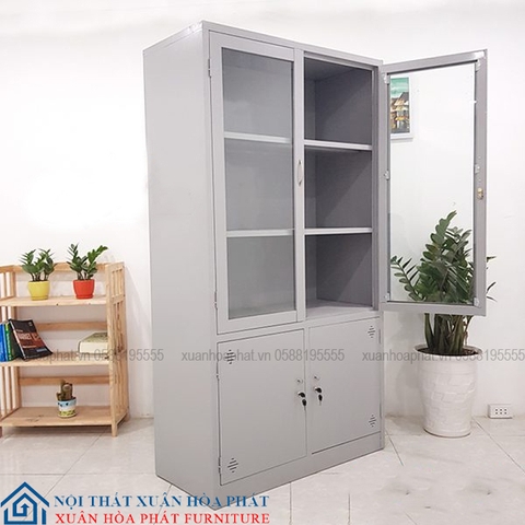 Tủ Tài Liệu, Tủ Sắt Văn Phòng 2 Cánh Kính Sơn Tĩnh Điện K3