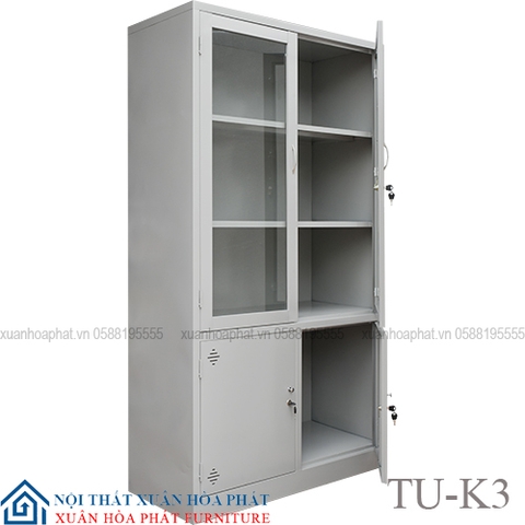 Tủ Tài Liệu, Tủ Sắt Văn Phòng 2 Cánh Kính Sơn Tĩnh Điện K3