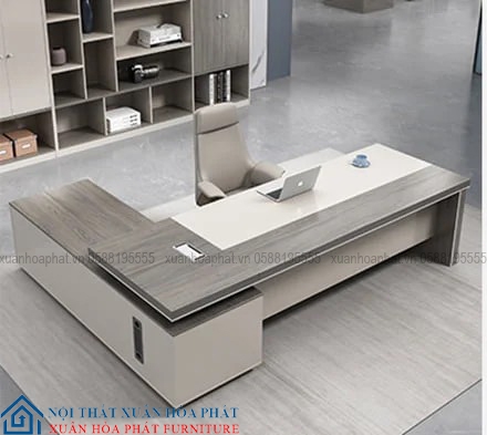 Bàn Giám Đốc Gỗ Công Nghiệp Cao Cấp Kèm Tủ Phụ BGD_03