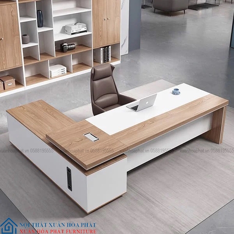 Bàn Giám Đốc Gỗ Công Nghiệp Cao Cấp Kèm Tủ Phụ BGD_03