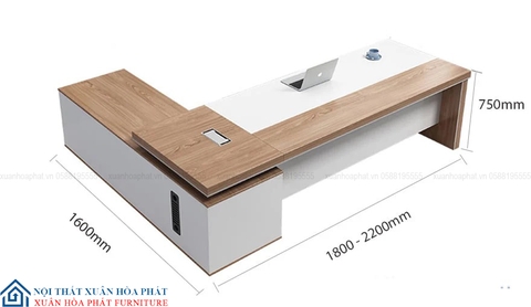 Bàn Giám Đốc Gỗ Công Nghiệp Cao Cấp Kèm Tủ Phụ BGD_03