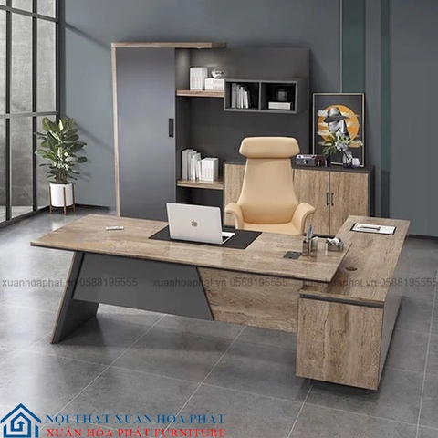Bàn Giám Đốc Gỗ MDF Thiết Kế Độc Đáo, Ấn Tượng BGD_04