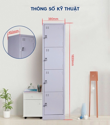 Tủ Sắt Locker 4 Ngăn 1 Cột LK4C1