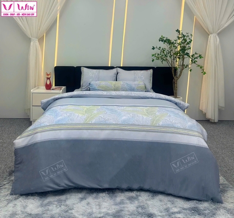 BỘ DRAP LỤA TENCEL 5 MÓN THẮNG LỢI HOẠ TIẾT