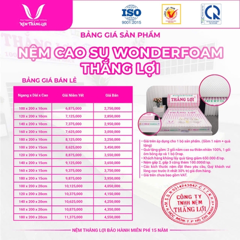 NỆM CAO SU WONDER FOAM THẮNG LỢI