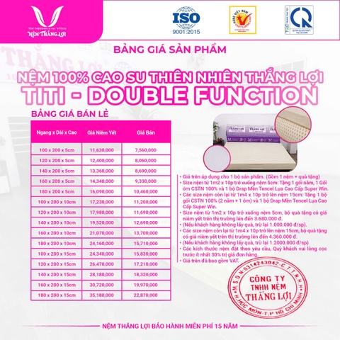 NỆM 100% CS THIÊN NHIÊN TITI DOUBLE FUNCTION
