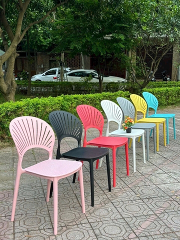 GHẾ NHỰA ĐÚC LƯNG CÁNH HOA