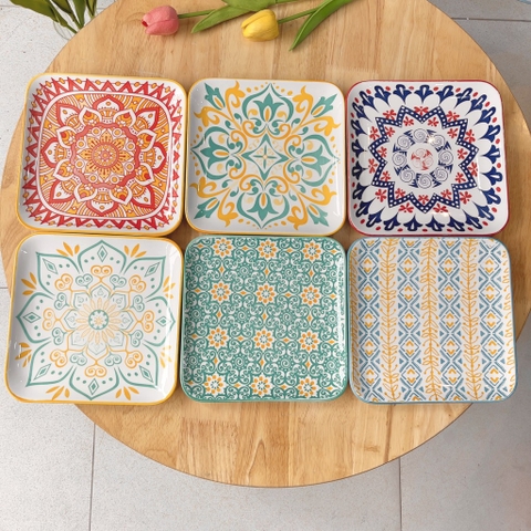 Đĩa vuông 20 thổ cẩm