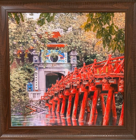 Tranh sơn mài - Cầu Thê Húc