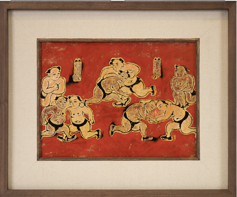 TRANH SƠN MÀI ĐẤU VẬT