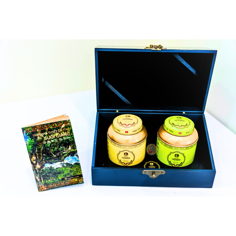 TRÀ SHAN TUYẾT CỔ THỤ - HỘP SƠN MÀI SET HOÀNG - DIỆP