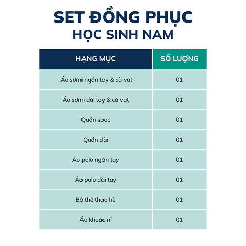 SET ĐỒNG PHỤC HỌC SINH NAM
