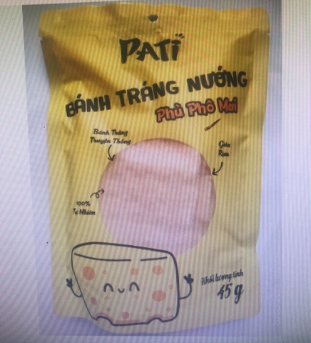 Bánh tráng nướng phủ chà bông gà pati