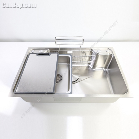 Chậu Rửa Chén 1 Hộc 80x50cm Giỏ Khay Thớt - inox 304