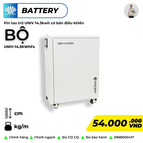 Pin lithium-ion dùng lưu trữ năng lượng mặt trời, công suất 280Ah, điện áp 51.2V, model: UNIV-14.3KWhFs, hiệu Easyway