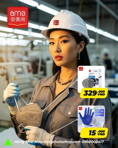 Combo khẩu trang, găng tay chống trượt khi làm kho bãi nhà xưởng